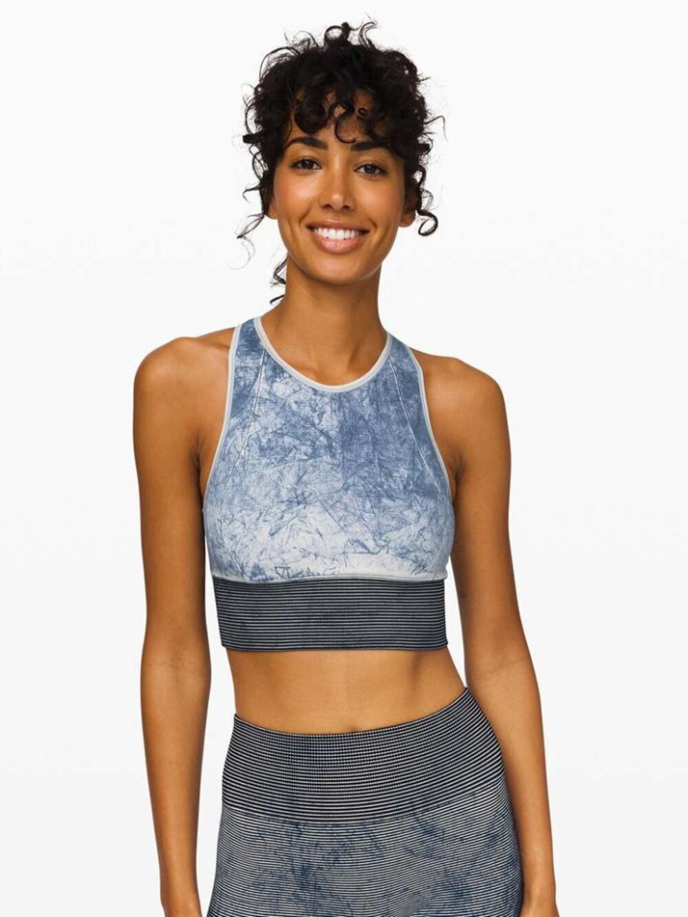 Lululemon Ebb to Train *Wash Longline Sports Bra in Luna / Black / White